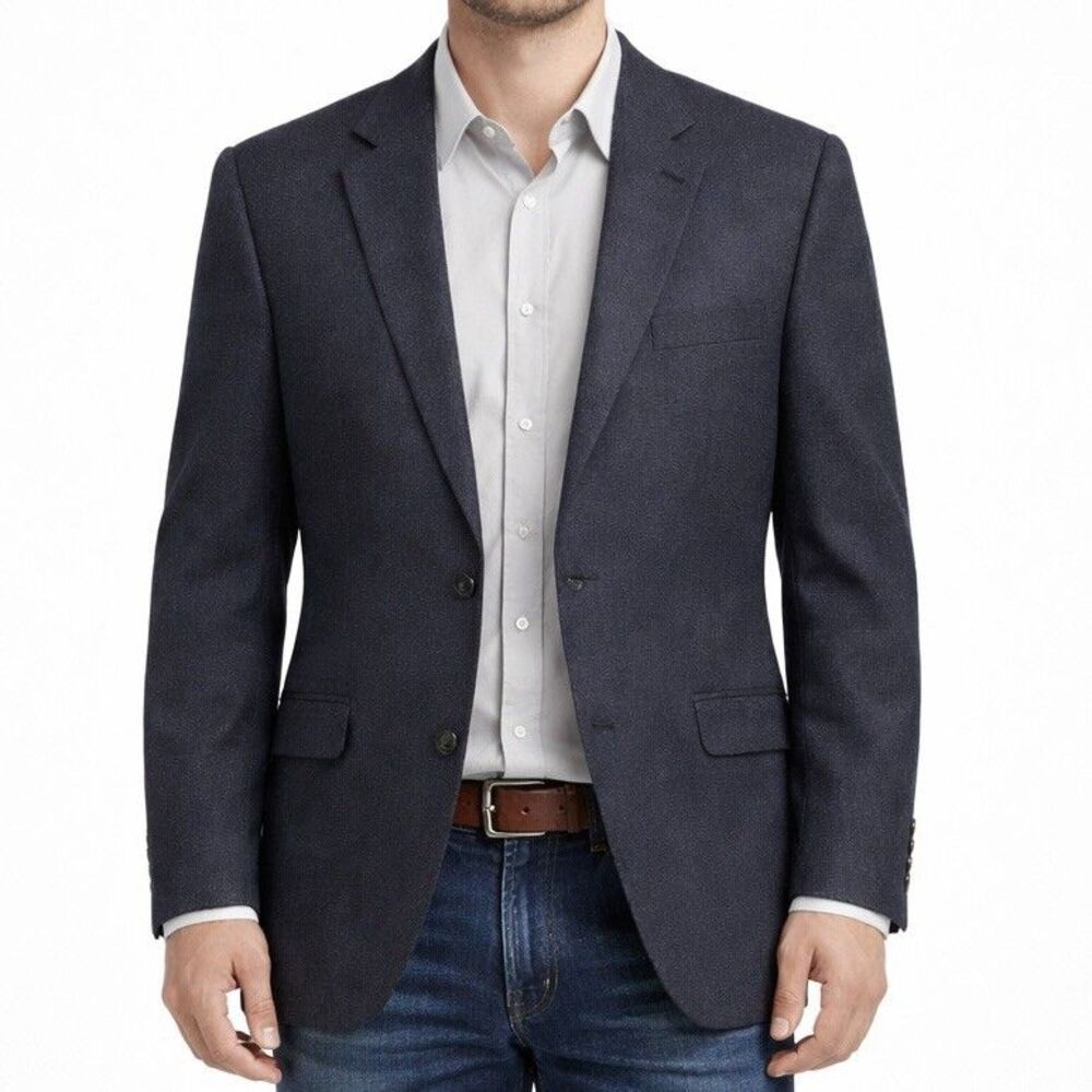 Chaps Blazer Mens 46R Navy Textured Sport Coat 2 Button Classic Fit Jacket